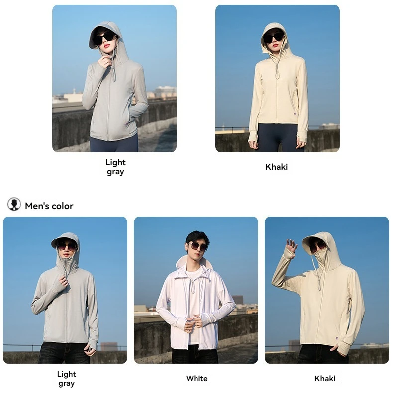  Summer Thin Couple Sports Leisure Sunscreen Clothing Comfortable High Quality Ice Silk Breathable Outdoor UV Protection Coat