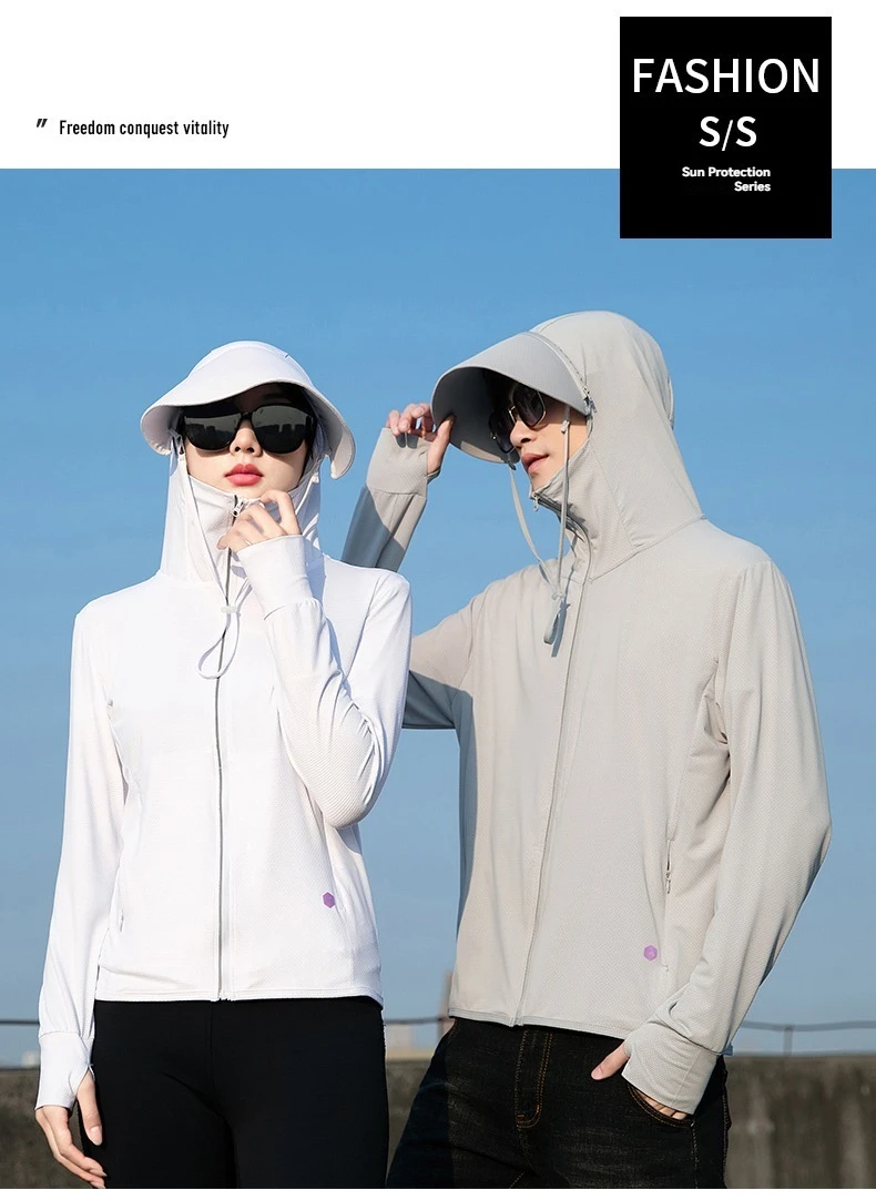  Summer Thin Couple Sports Leisure Sunscreen Clothing Comfortable High Quality Ice Silk Breathable Outdoor UV Protection Coat