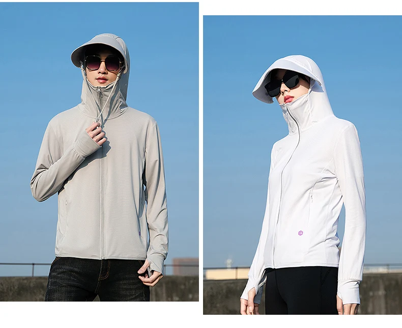  Summer Thin Couple Sports Leisure Sunscreen Clothing Comfortable High Quality Ice Silk Breathable Outdoor UV Protection Coat