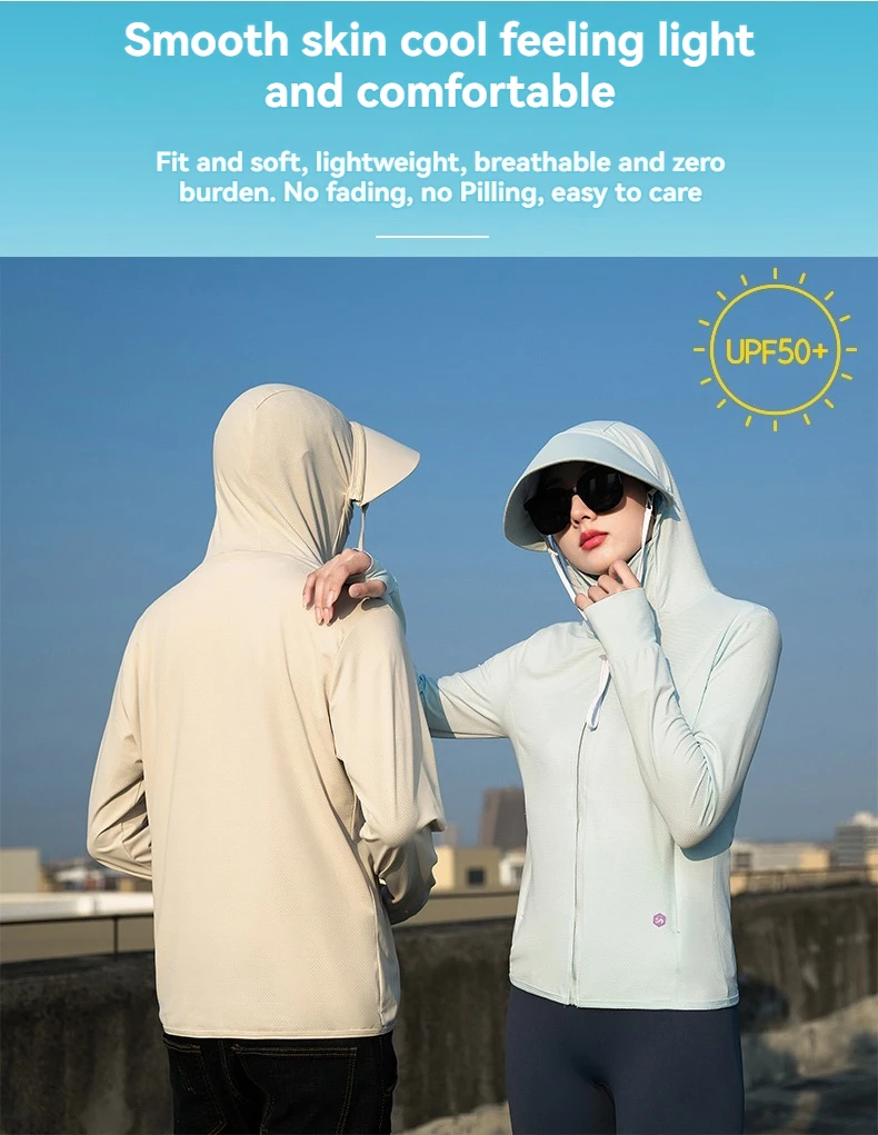  Summer Thin Couple Sports Leisure Sunscreen Clothing Comfortable High Quality Ice Silk Breathable Outdoor UV Protection Coat