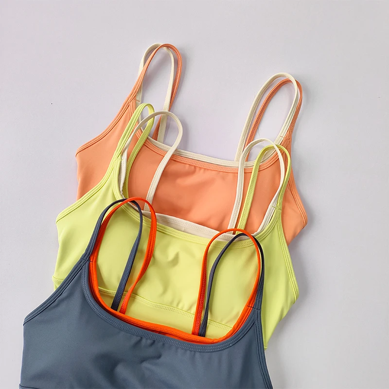 Sports Bra Women Summer Shock-absorbing Gathering Double Breast Strap Yoga Vest Quick Drying Anti Sagging Shaping Fitness Bra