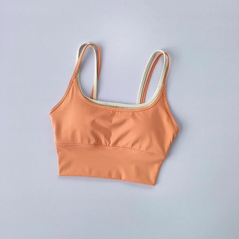 Sports Bra Women Summer Shock-absorbing Gathering Double Breast Strap Yoga Vest Quick Drying Anti Sagging Shaping Fitness Bra