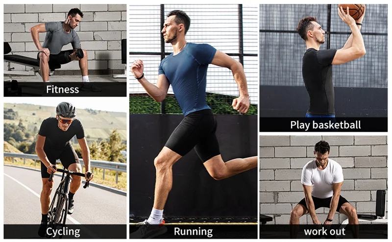 Graphic Compression Shirts for Men Athletic Quick Dry Rash Guard Stretchy Baselayers Undershirts Gym Workout Running Tshirt Tops