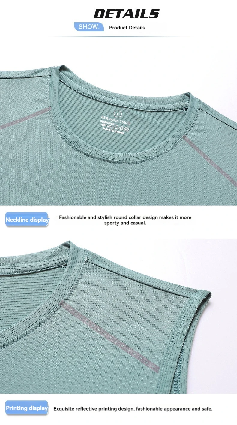 Summer Ice Silk Breathable and Sweat-absorbing Quick Drying Men's Sleeveless T-shirt Soft and Comfortable Men's Top