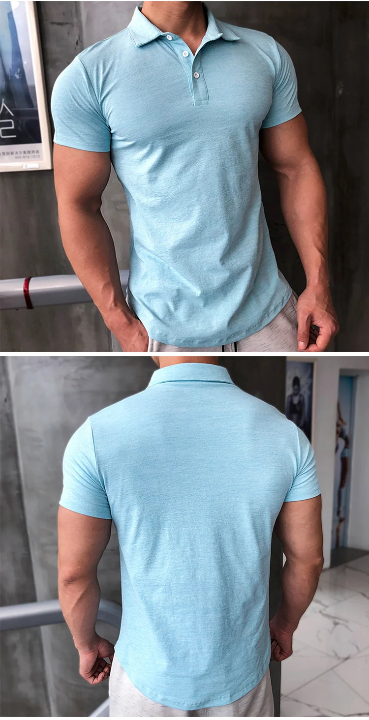 Mens Training Fitness Polo Shirts 2026 Quick Dry Basketball Short Sleeve Male Running Jogging T Stand collar Workout Gym Tees