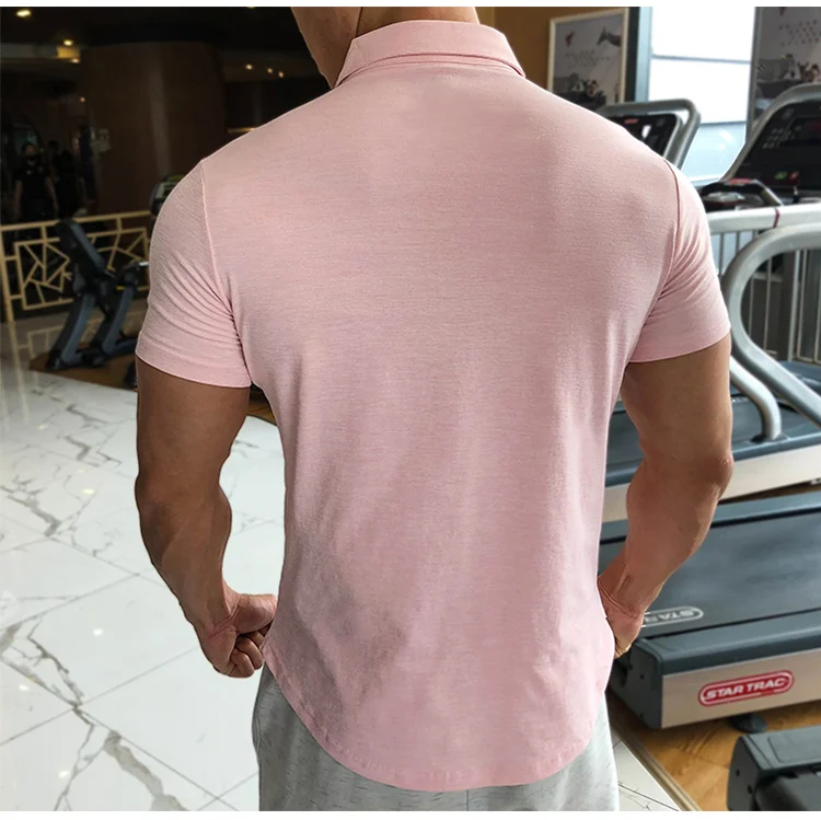 Mens Training Fitness Polo Shirts 2026 Quick Dry Basketball Short Sleeve Male Running Jogging T Stand collar Workout Gym Tees