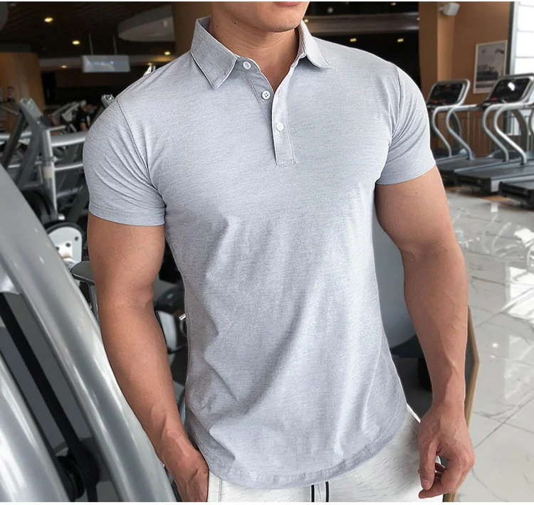 Mens Training Fitness Polo Shirts 2026 Quick Dry Basketball Short Sleeve Male Running Jogging T Stand collar Workout Gym Tees