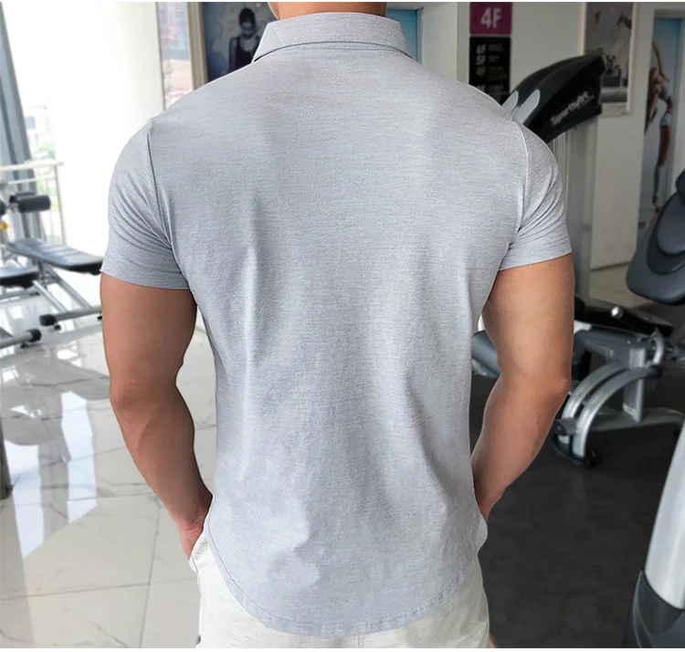Mens Training Fitness Polo Shirts 2026 Quick Dry Basketball Short Sleeve Male Running Jogging T Stand collar Workout Gym Tees