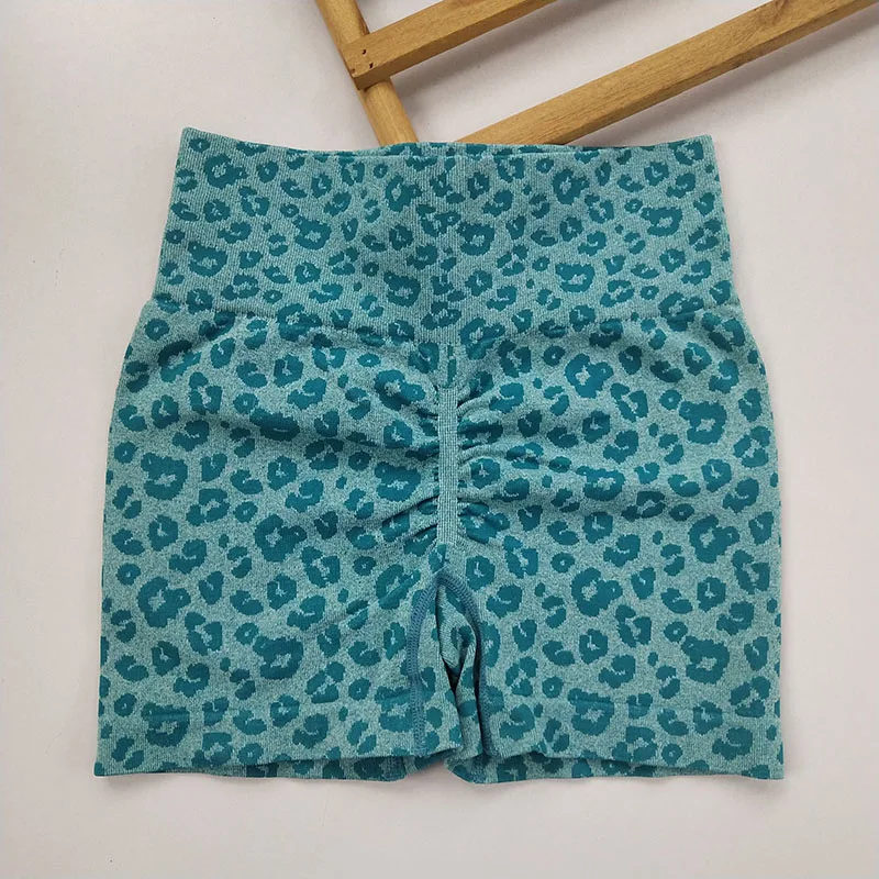 High Waist Peach Hip Quick-Drying Tight-Fitting Wearing European and American Leopard yoga Pants Summer New Shorts
