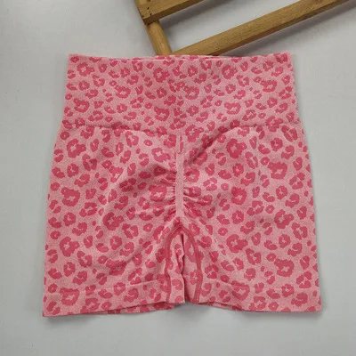 High Waist Peach Hip Quick-Drying Tight-Fitting Wearing European and American Leopard yoga Pants Summer New Shorts