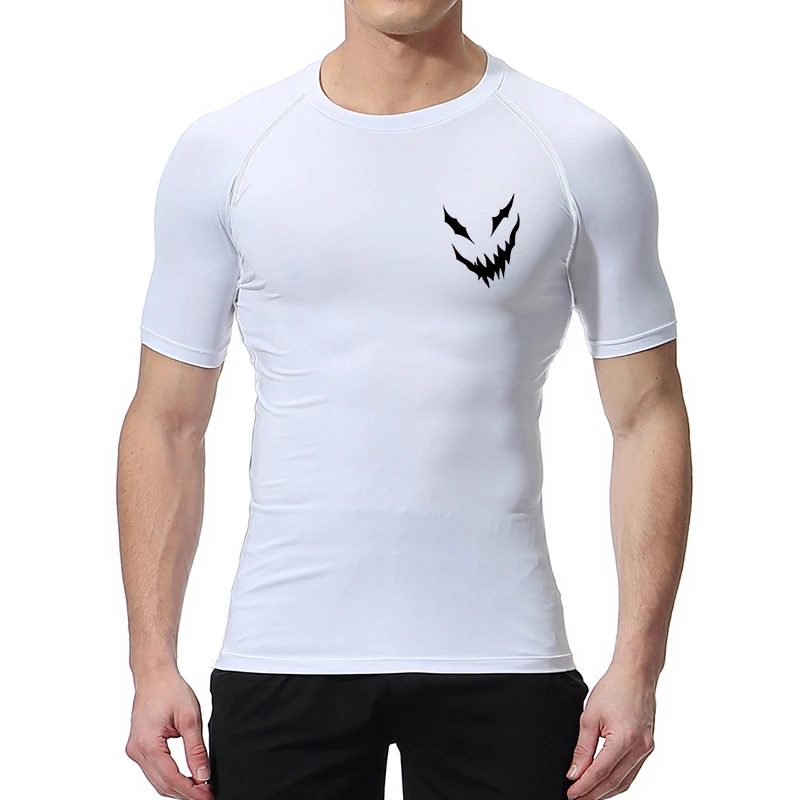 Bull Print Compression Shirts for Men Athletic Quick Dry Tshirt Tees Tops Summer Short Sleeve Rash Guard Gym Workout Undershirts