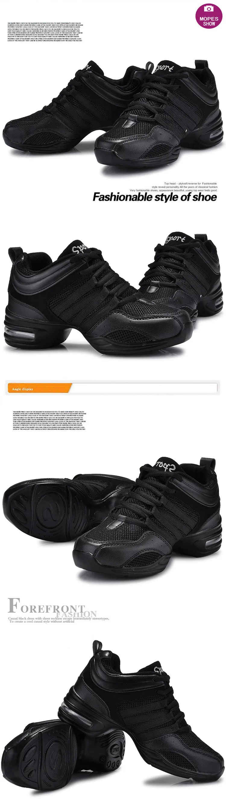Women's Dance Shoes Breathable Mesh Fabric Black Soft Soled Jazz Shoes Salsa Square Dance Modern Dance Shoes