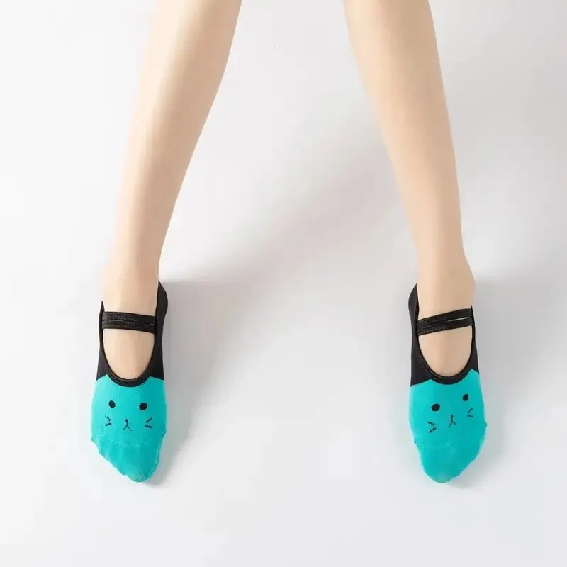 Women Anti-slip Yoga Socks Cute Backless Bandage Pilates Socks Ladies Ballet Dance Fitness Slipper Cotton Sports Socks
