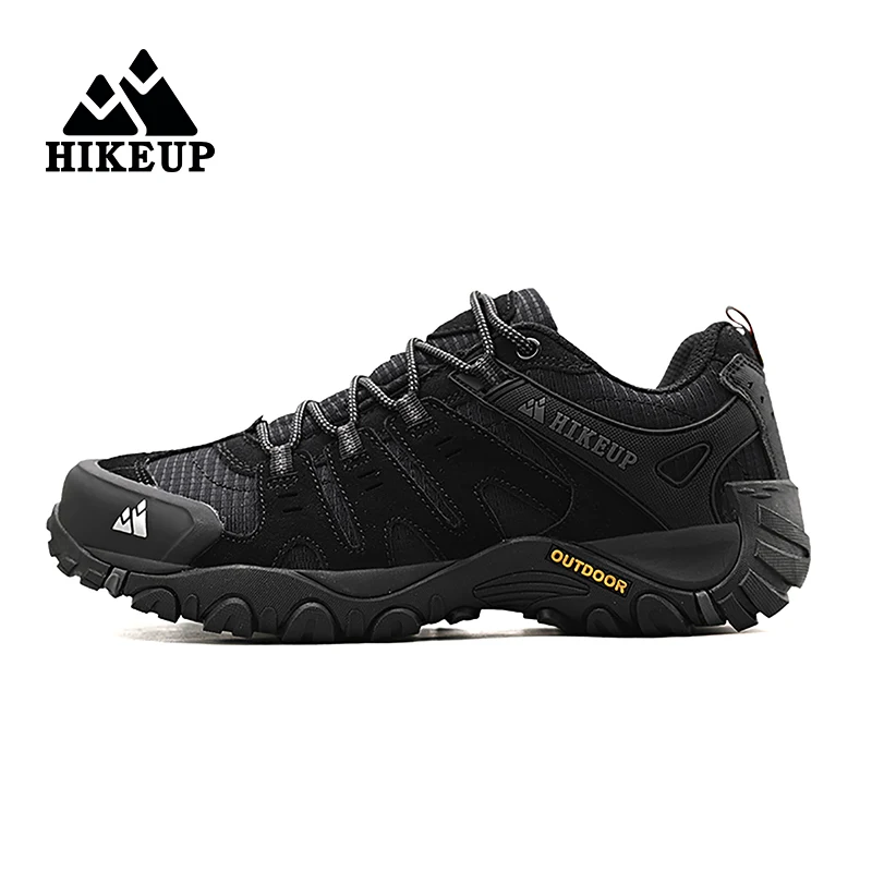 HIKEUP Men's Hiking Shoes Suede Leather Outdoor Shoes Wear-resistant Men Trekking Walking Hunting Tactical Sneakers