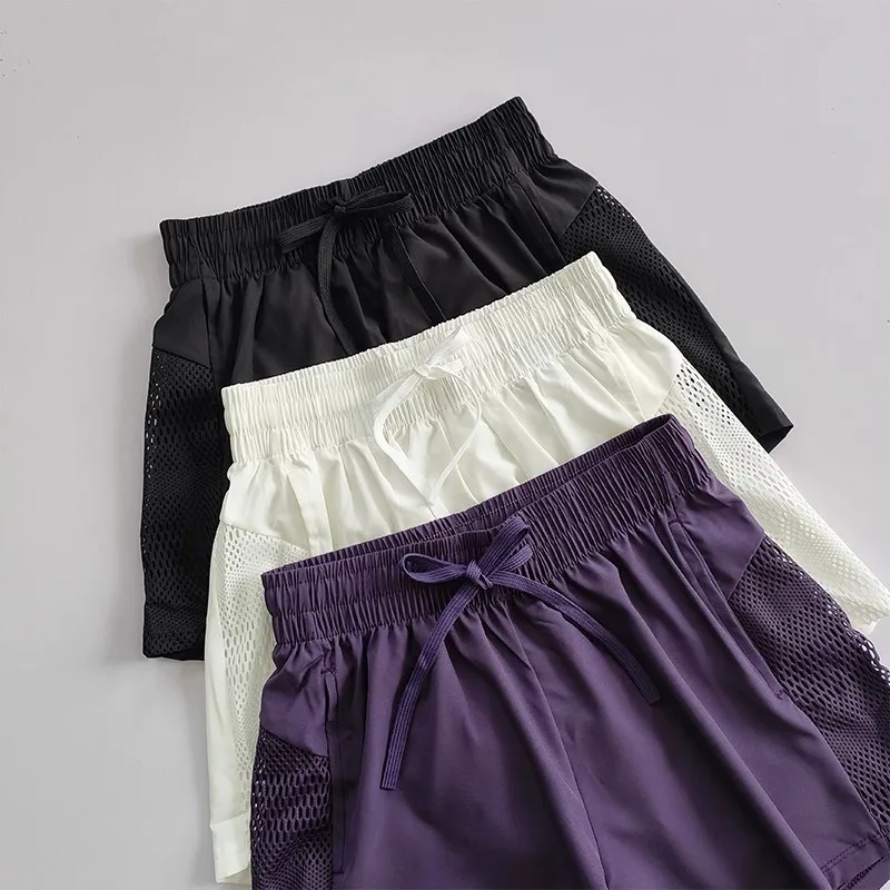 Summer Yoga Shorts Casual Running Shorts Women Jogging Fitness Gym 2 in 1 Workout Shorts Quick Drying Breathable Sports Shorts