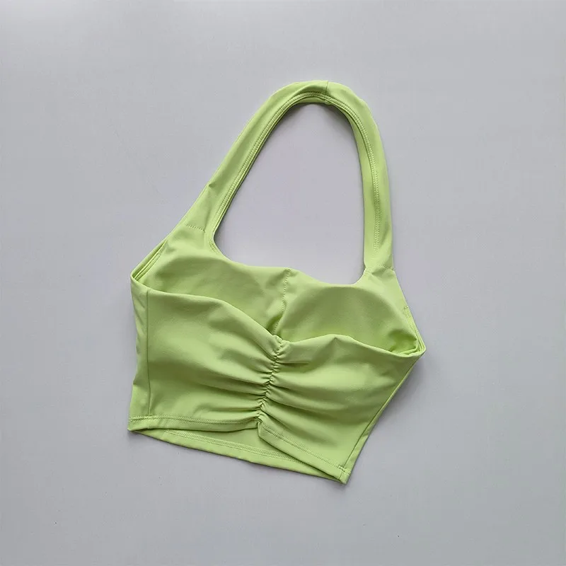 Sexy Halter Padded Yoga Camisole for Women, Backless Gym Crop Top, Fitness Bra, Breathable Workout Tops, Sports Bras