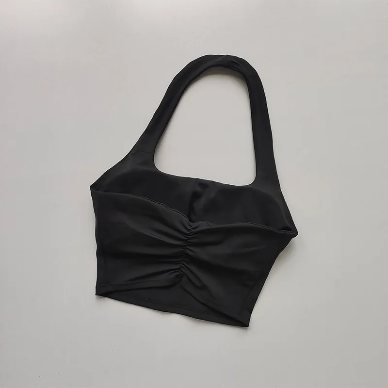 Sexy Halter Padded Yoga Camisole for Women, Backless Gym Crop Top, Fitness Bra, Breathable Workout Tops, Sports Bras