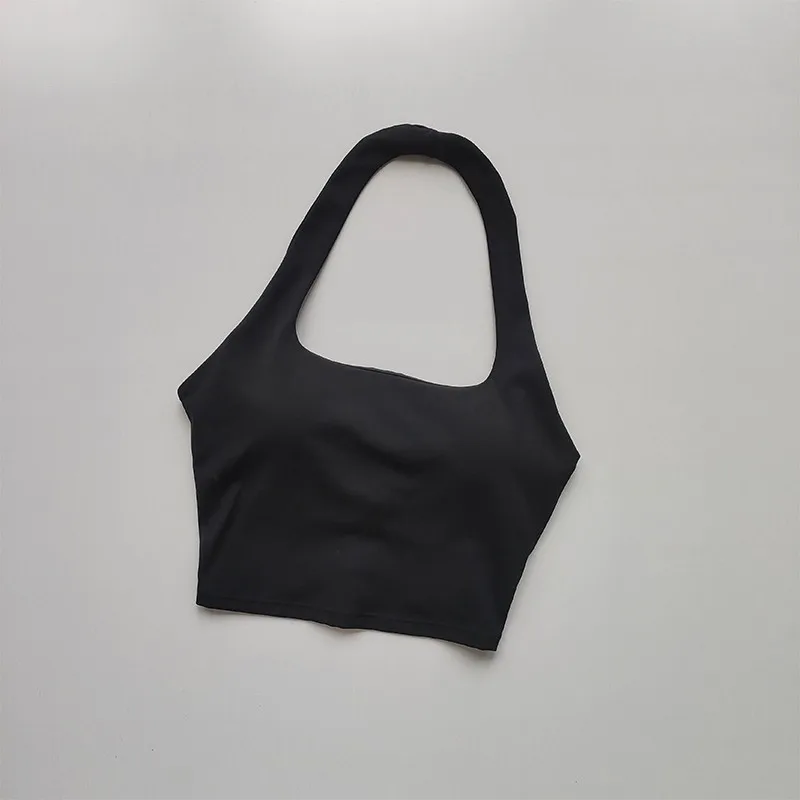 Sexy Halter Padded Yoga Camisole for Women, Backless Gym Crop Top, Fitness Bra, Breathable Workout Tops, Sports Bras