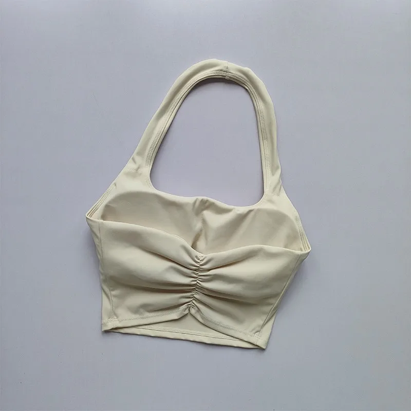 Sexy Halter Padded Yoga Camisole for Women, Backless Gym Crop Top, Fitness Bra, Breathable Workout Tops, Sports Bras