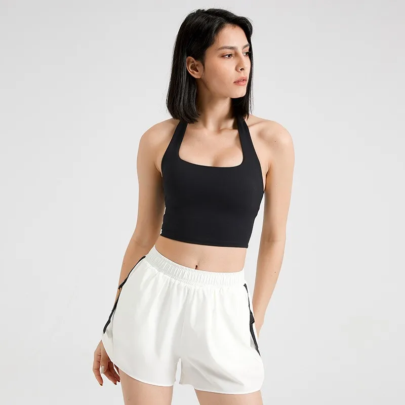 Sexy Halter Padded Yoga Camisole for Women, Backless Gym Crop Top, Fitness Bra, Breathable Workout Tops, Sports Bras