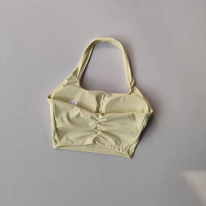 Sexy Halter Padded Yoga Camisole for Women, Backless Gym Crop Top, Fitness Bra, Breathable Workout Tops, Sports Bras