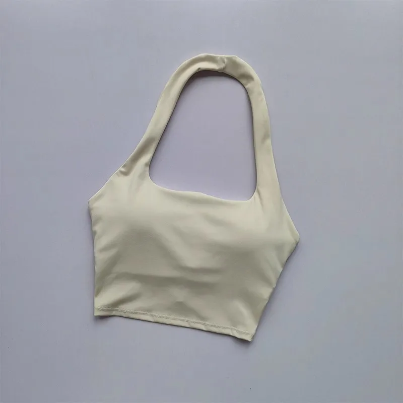 Sexy Halter Padded Yoga Camisole for Women, Backless Gym Crop Top, Fitness Bra, Breathable Workout Tops, Sports Bras