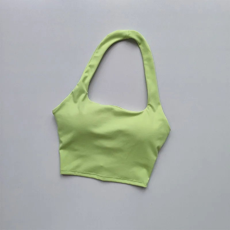 Sexy Halter Padded Yoga Camisole for Women, Backless Gym Crop Top, Fitness Bra, Breathable Workout Tops, Sports Bras