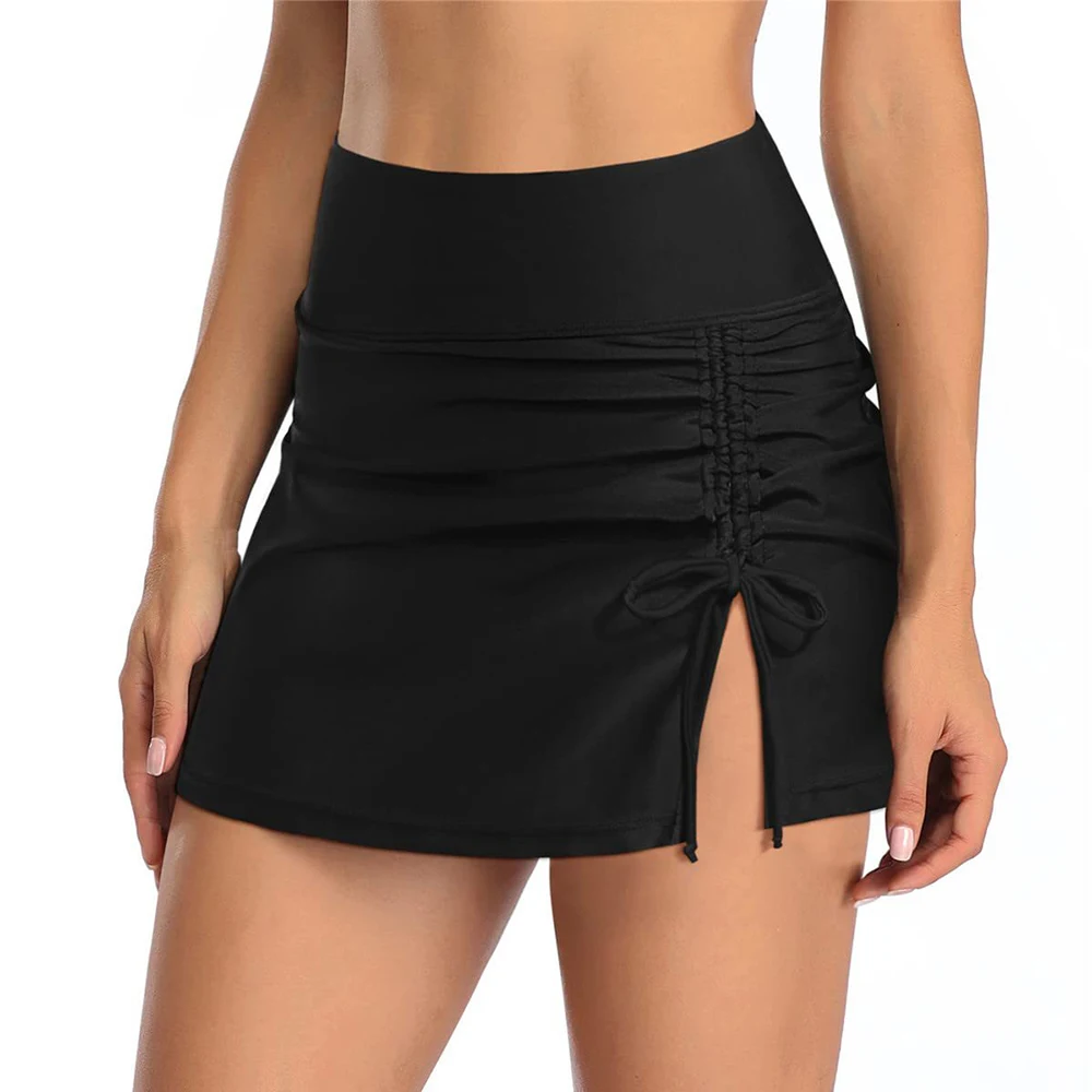 Drawstring Bikini Bottom 2026 High Waist Swimsuit Dress Sports Swimwear Female Skirt Bathers Bathing Swimming Swim Pants