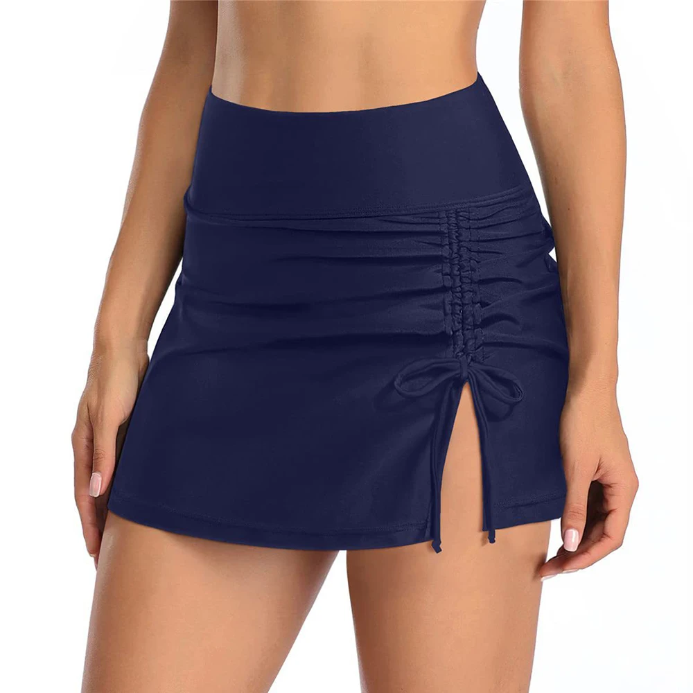 Drawstring Bikini Bottom 2026 High Waist Swimsuit Dress Sports Swimwear Female Skirt Bathers Bathing Swimming Swim Pants