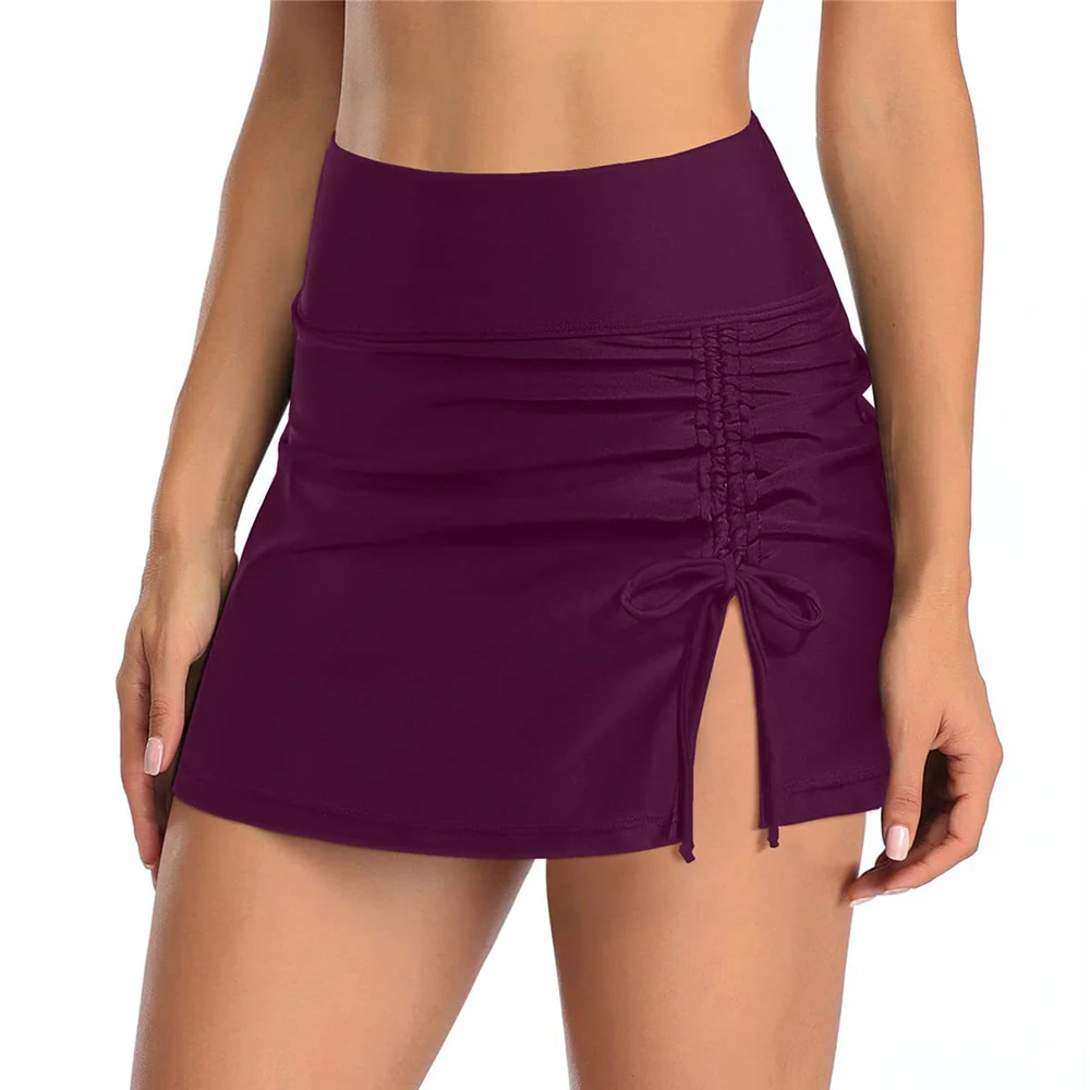 Drawstring Bikini Bottom 2026 High Waist Swimsuit Dress Sports Swimwear Female Skirt Bathers Bathing Swimming Swim Pants