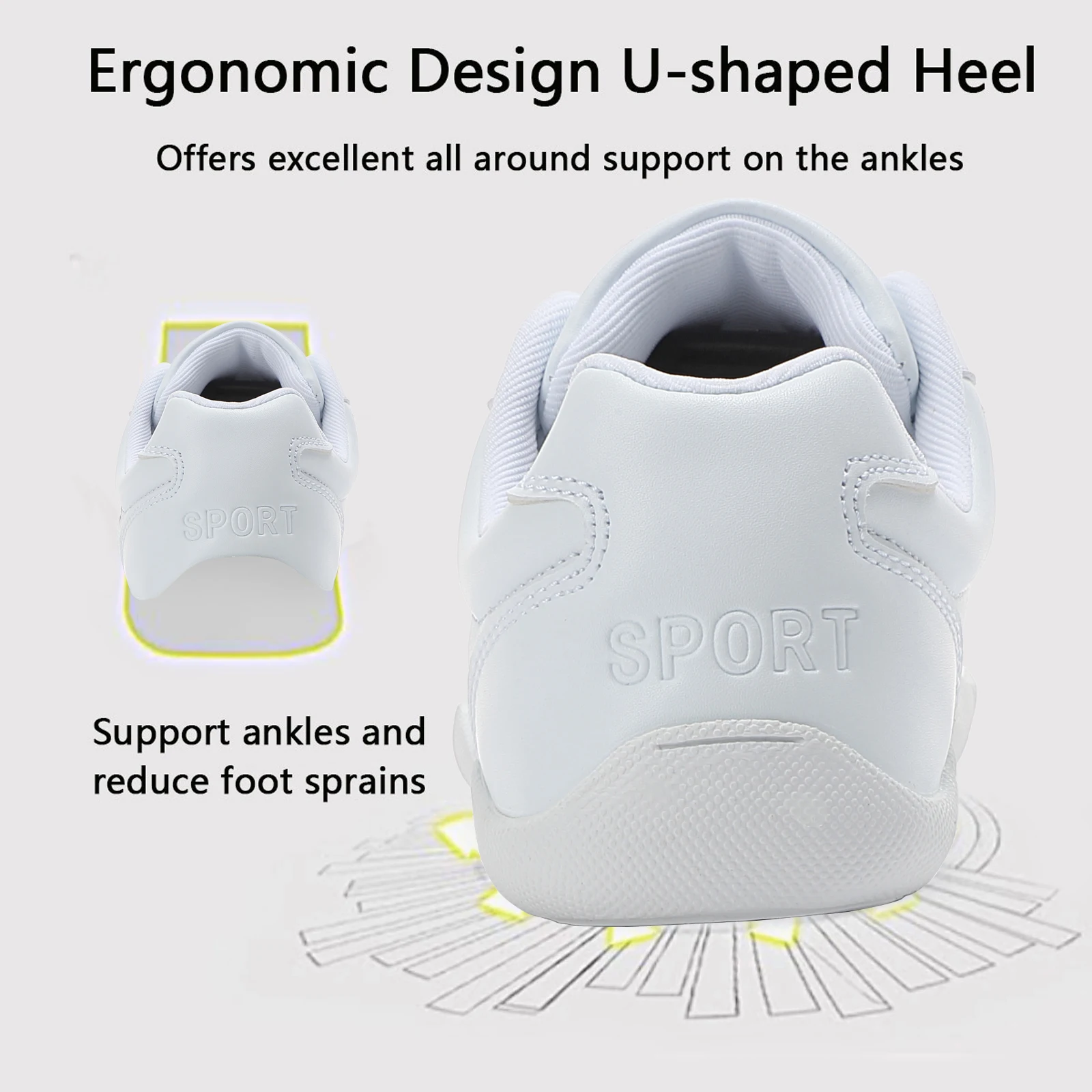 White Cheer Shoes For Girls Women Non Slip Comfortable Cheerleading Dance Sneakers For Competition 710