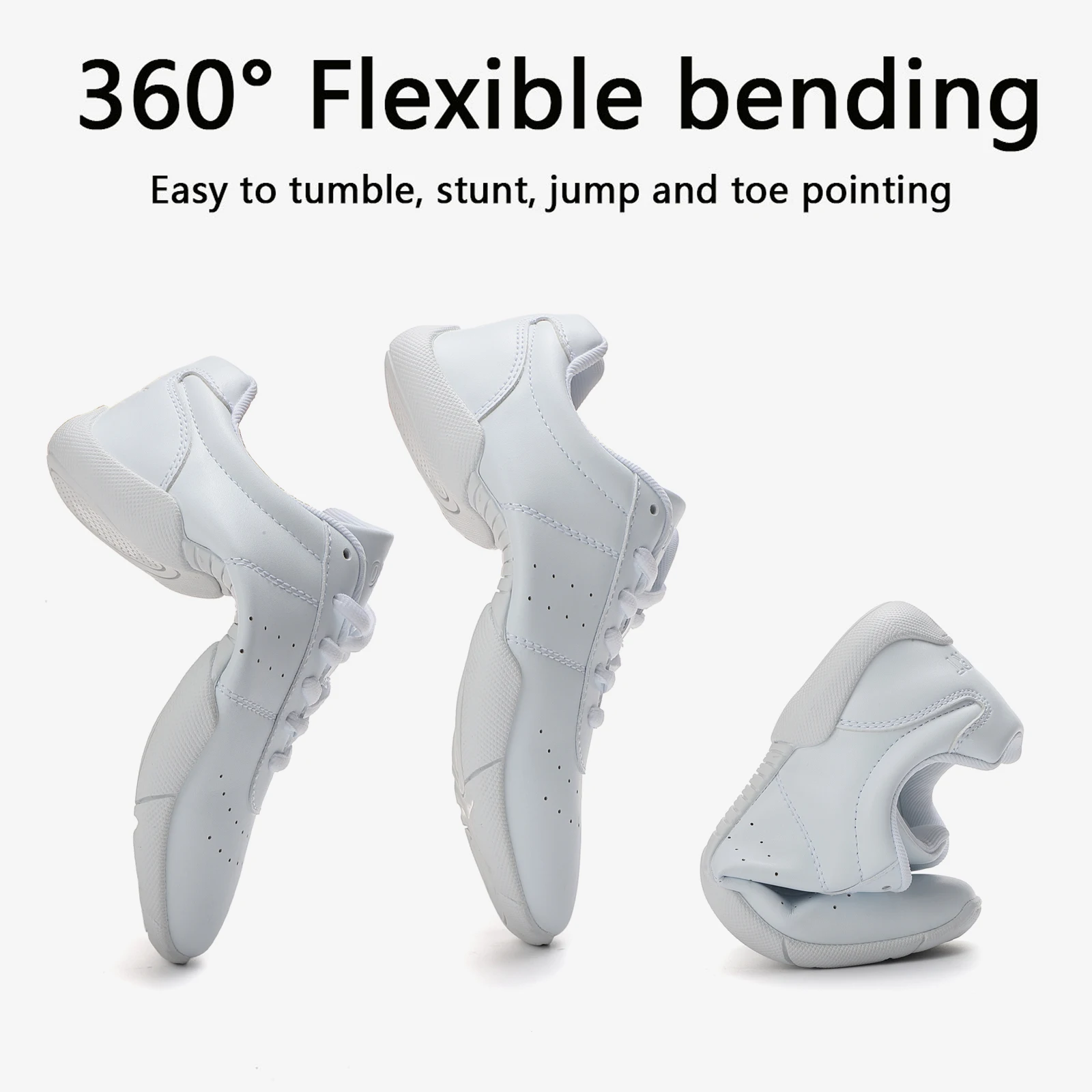 White Cheer Shoes For Girls Women Non Slip Comfortable Cheerleading Dance Sneakers For Competition 710