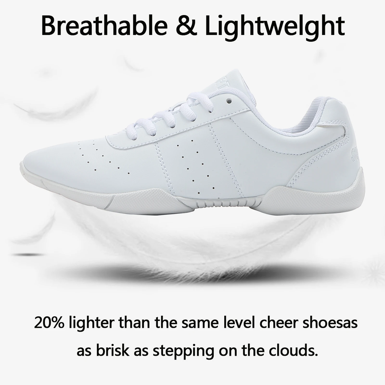 White Cheer Shoes For Girls Women Non Slip Comfortable Cheerleading Dance Sneakers For Competition 710