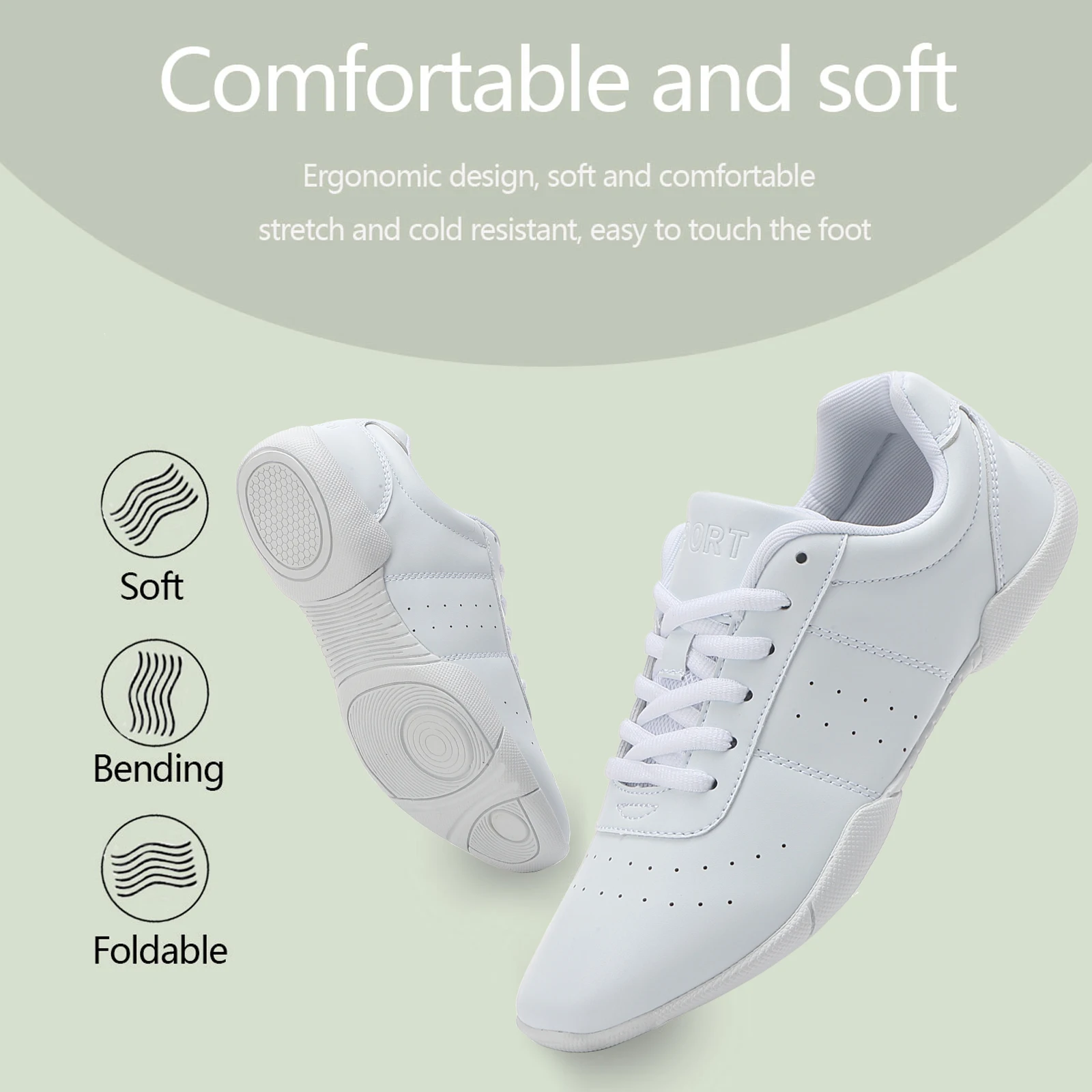 White Cheer Shoes For Girls Women Non Slip Comfortable Cheerleading Dance Sneakers For Competition 710