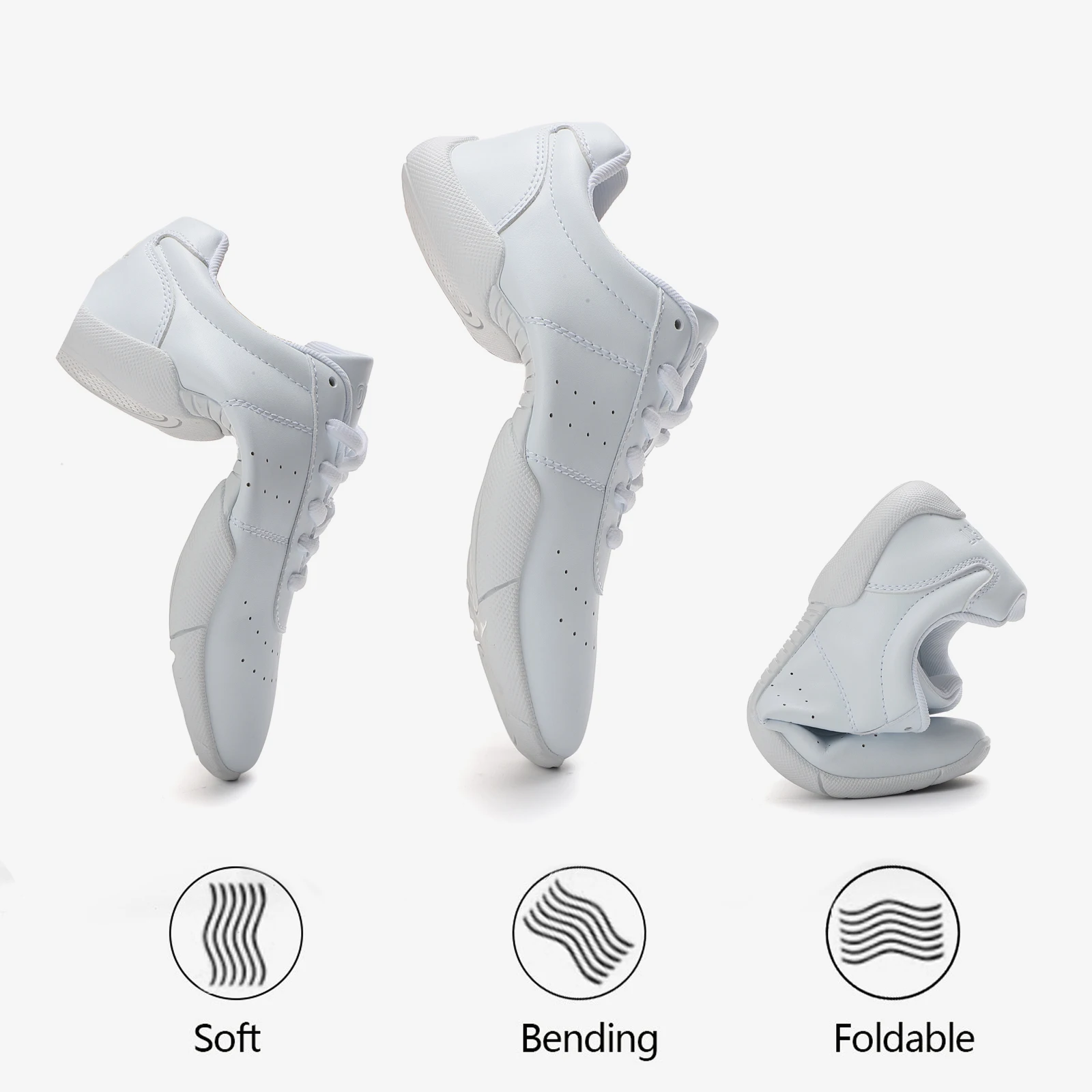 White Cheer Shoes For Girls Women Non Slip Comfortable Cheerleading Dance Sneakers For Competition 710
