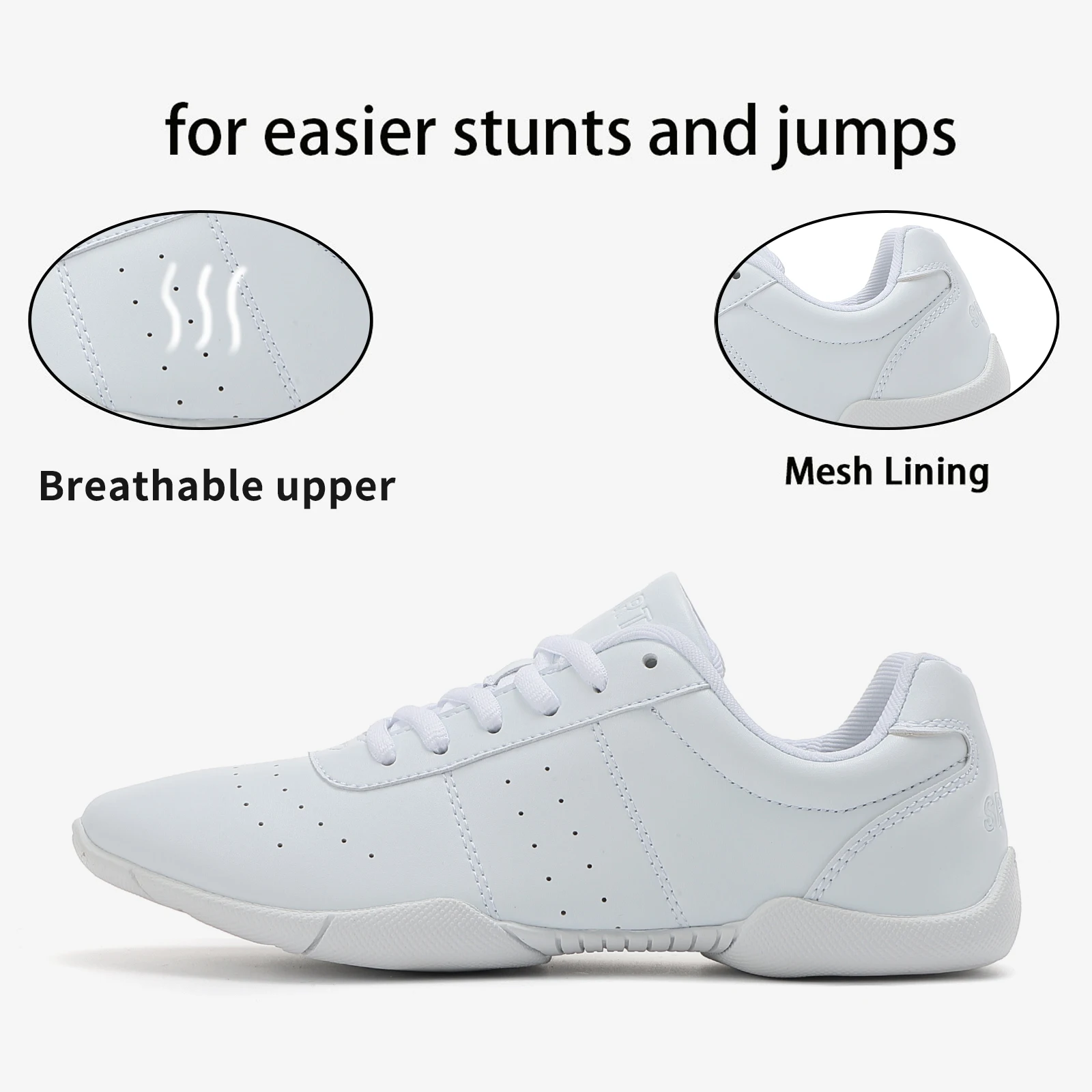 White Cheer Shoes For Girls Women Non Slip Comfortable Cheerleading Dance Sneakers For Competition 710