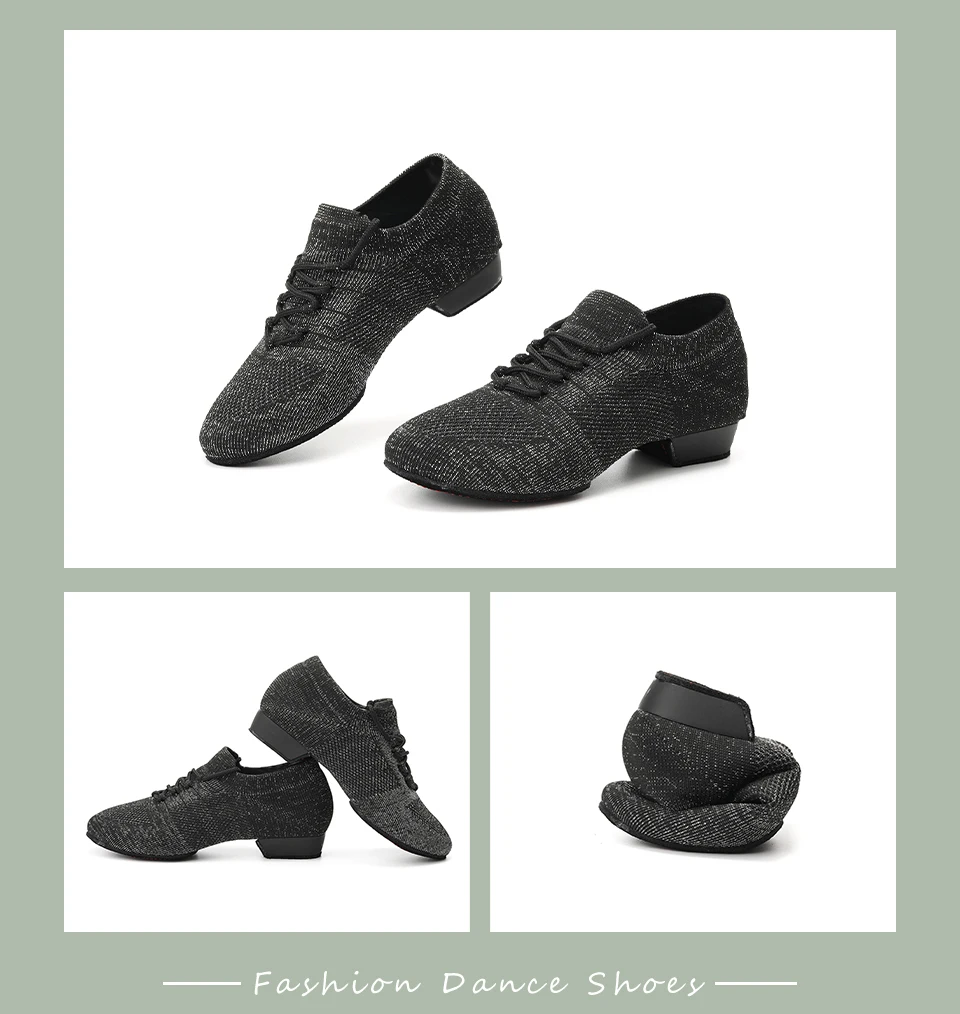 Women Dance Shoes Knitted Teacher Shoes Soft sole Low Heel Latin Training Shoes Ballet Dance Shoes Jazz Ballroom Sneakers Girls
