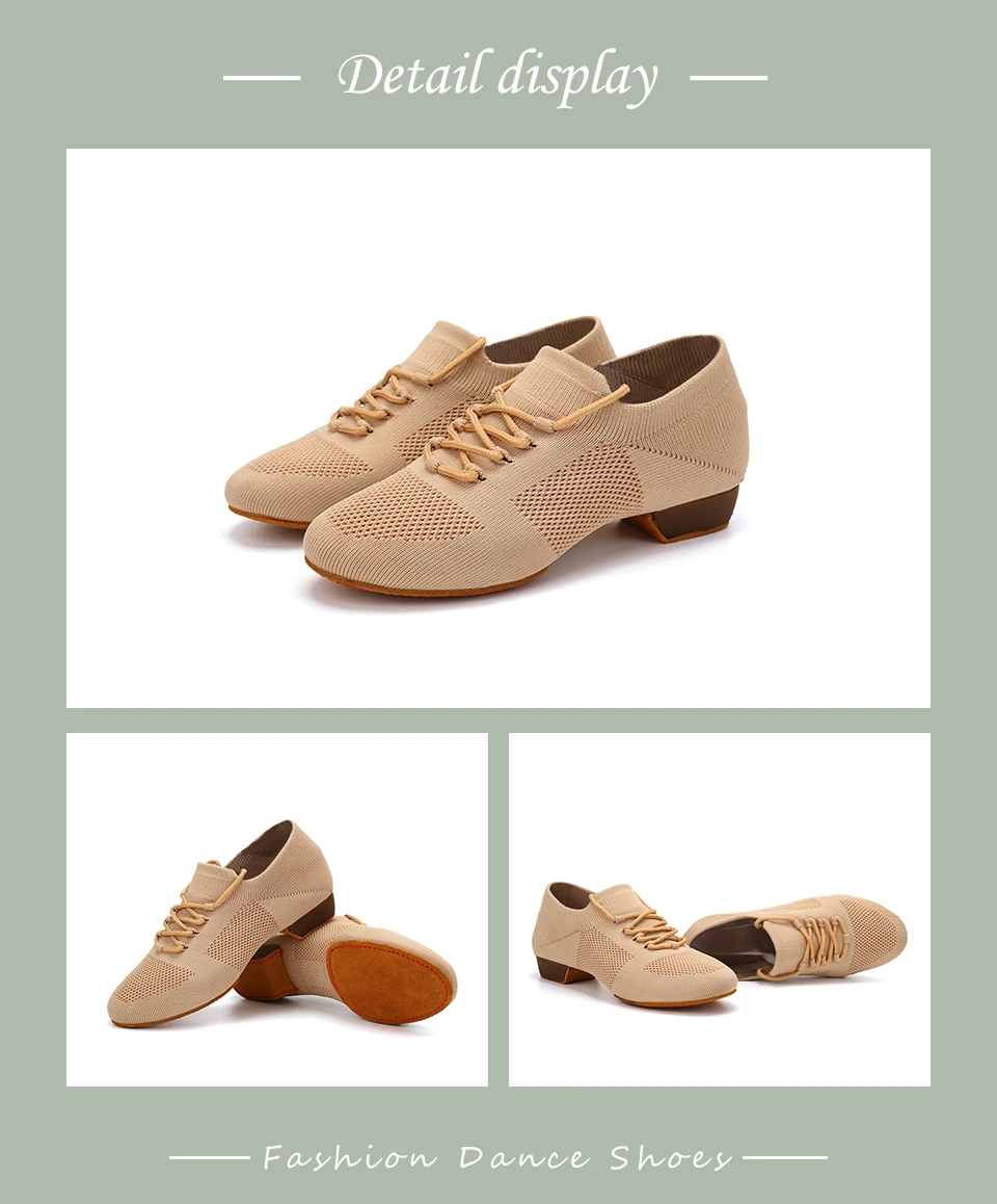 Women Dance Shoes Knitted Teacher Shoes Soft sole Low Heel Latin Training Shoes Ballet Dance Shoes Jazz Ballroom Sneakers Girls