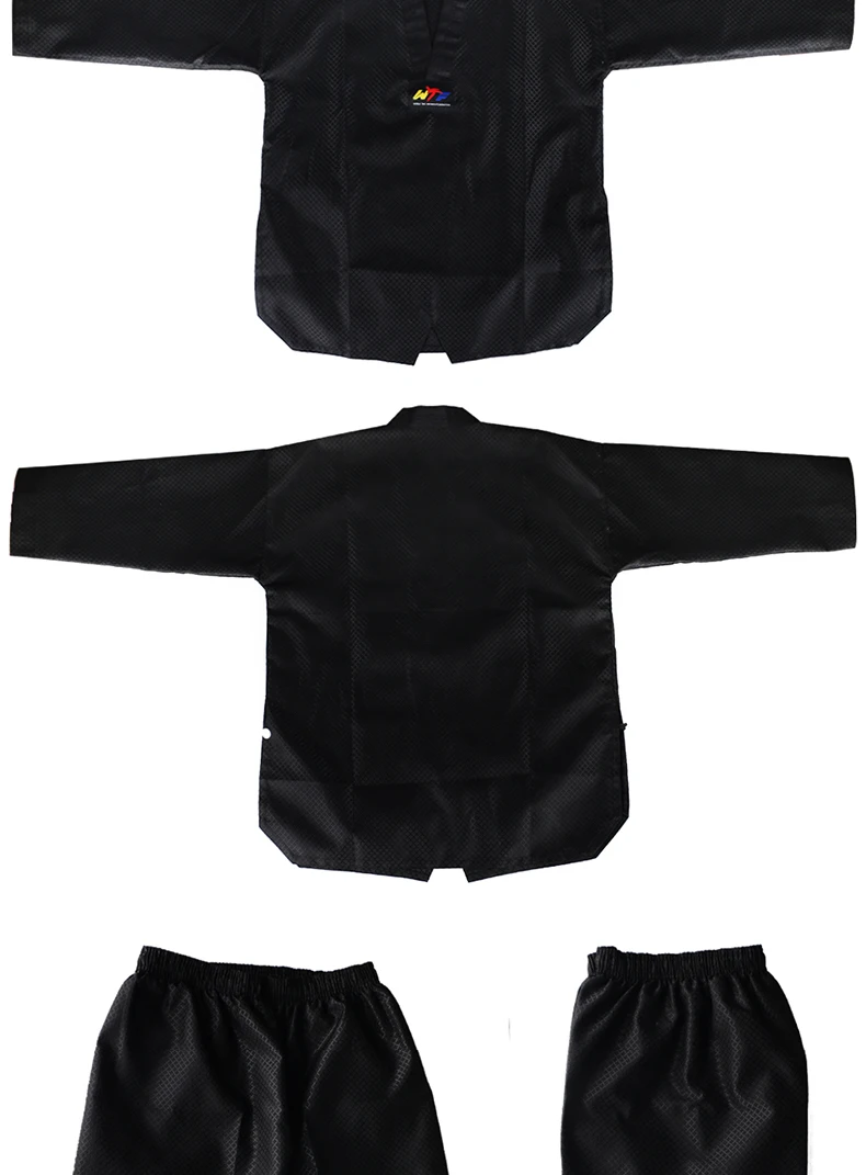 High Quality Black Red Taekwondo Uniform Training Taekwondo Suits Embroidery Uniforms Poomsae Dobok WTF Approved Size 160-190cm
