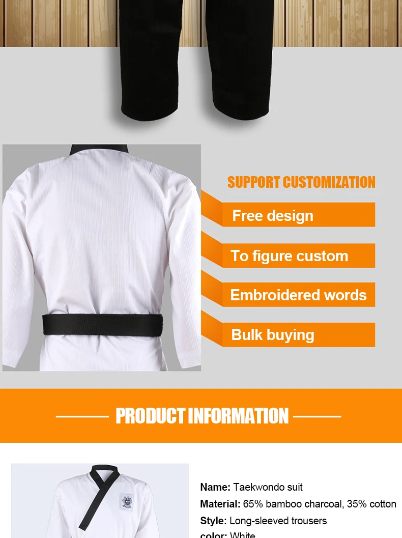 High Quality Black Red Taekwondo Uniform Training Taekwondo Suits Embroidery Uniforms Poomsae Dobok WTF Approved Size 160-190cm