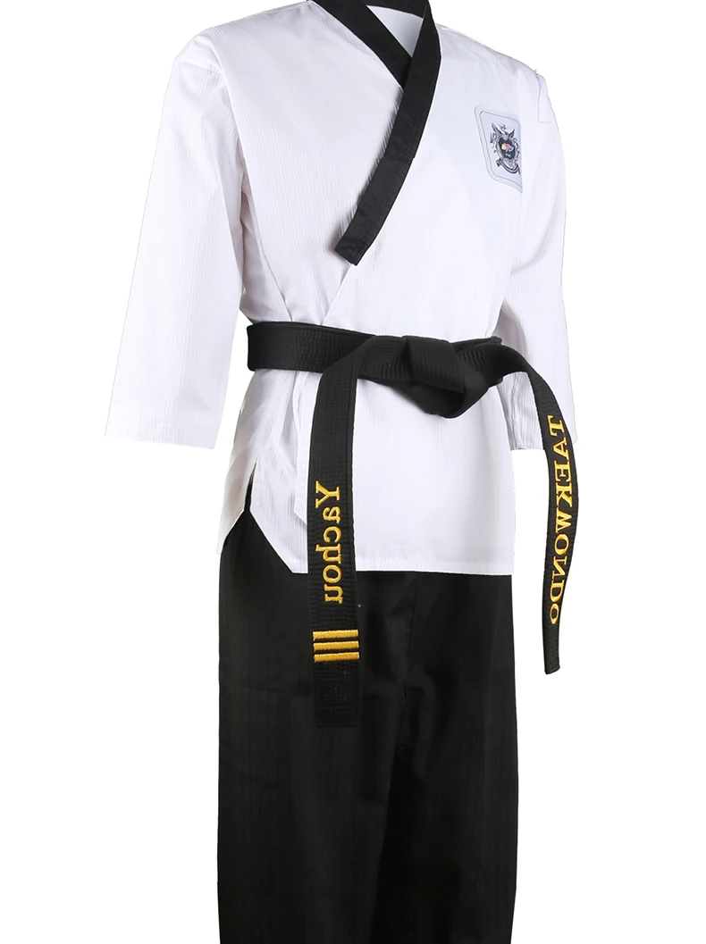 High Quality Black Red Taekwondo Uniform Training Taekwondo Suits Embroidery Uniforms Poomsae Dobok WTF Approved Size 160-190cm