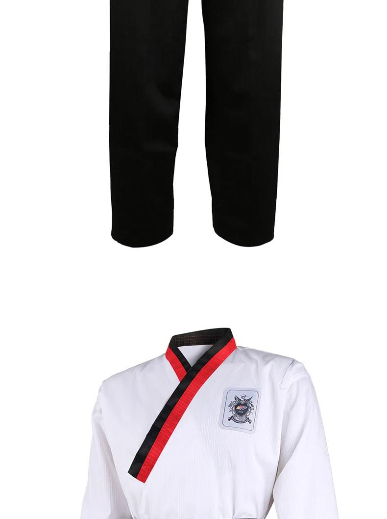 High Quality Black Red Taekwondo Uniform Training Taekwondo Suits Embroidery Uniforms Poomsae Dobok WTF Approved Size 160-190cm
