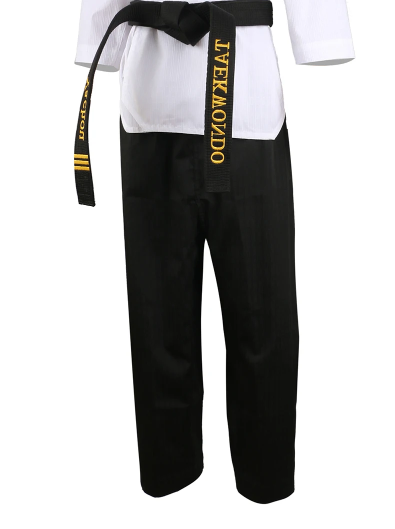 High Quality Black Red Taekwondo Uniform Training Taekwondo Suits Embroidery Uniforms Poomsae Dobok WTF Approved Size 160-190cm