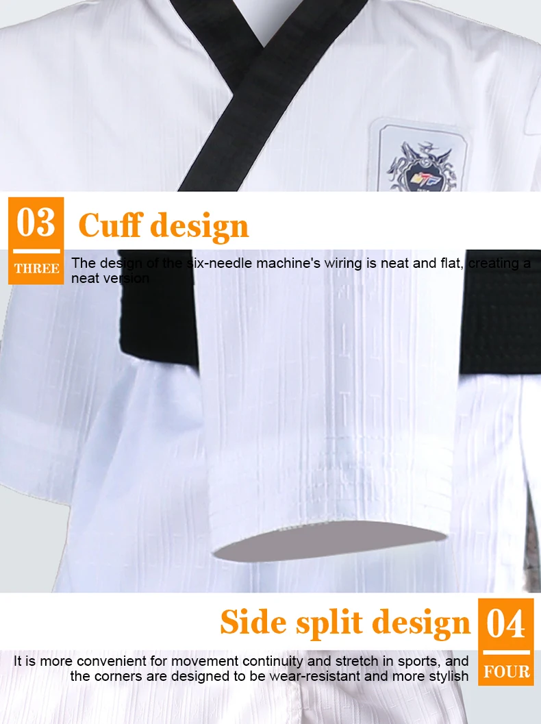 High Quality Black Red Taekwondo Uniform Training Taekwondo Suits Embroidery Uniforms Poomsae Dobok WTF Approved Size 160-190cm