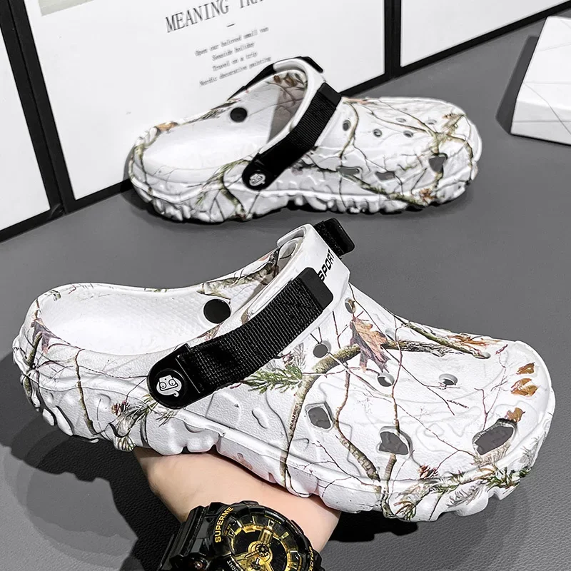 Camouflage Beach Outdoor Sandals Platform Men Slippers Summer Water Shoes Men Clogs Slides Men's Soft EVA Indoor Home Flip Flops