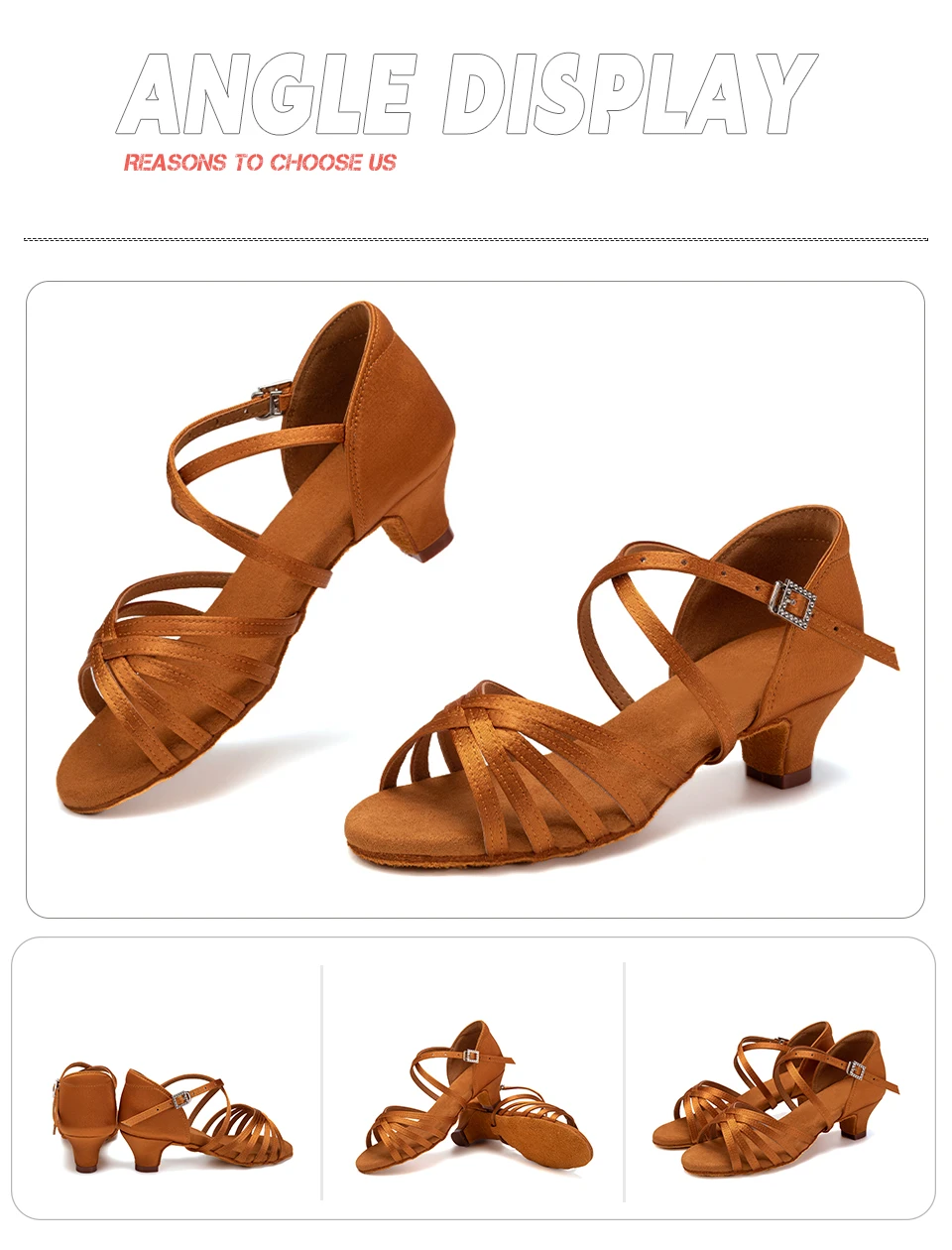 Latin Dance Shoes for Girls Women Ladies Ballroom Modern Tango Salsa Dancing Performance Shoes Medium Heels Training Shoes