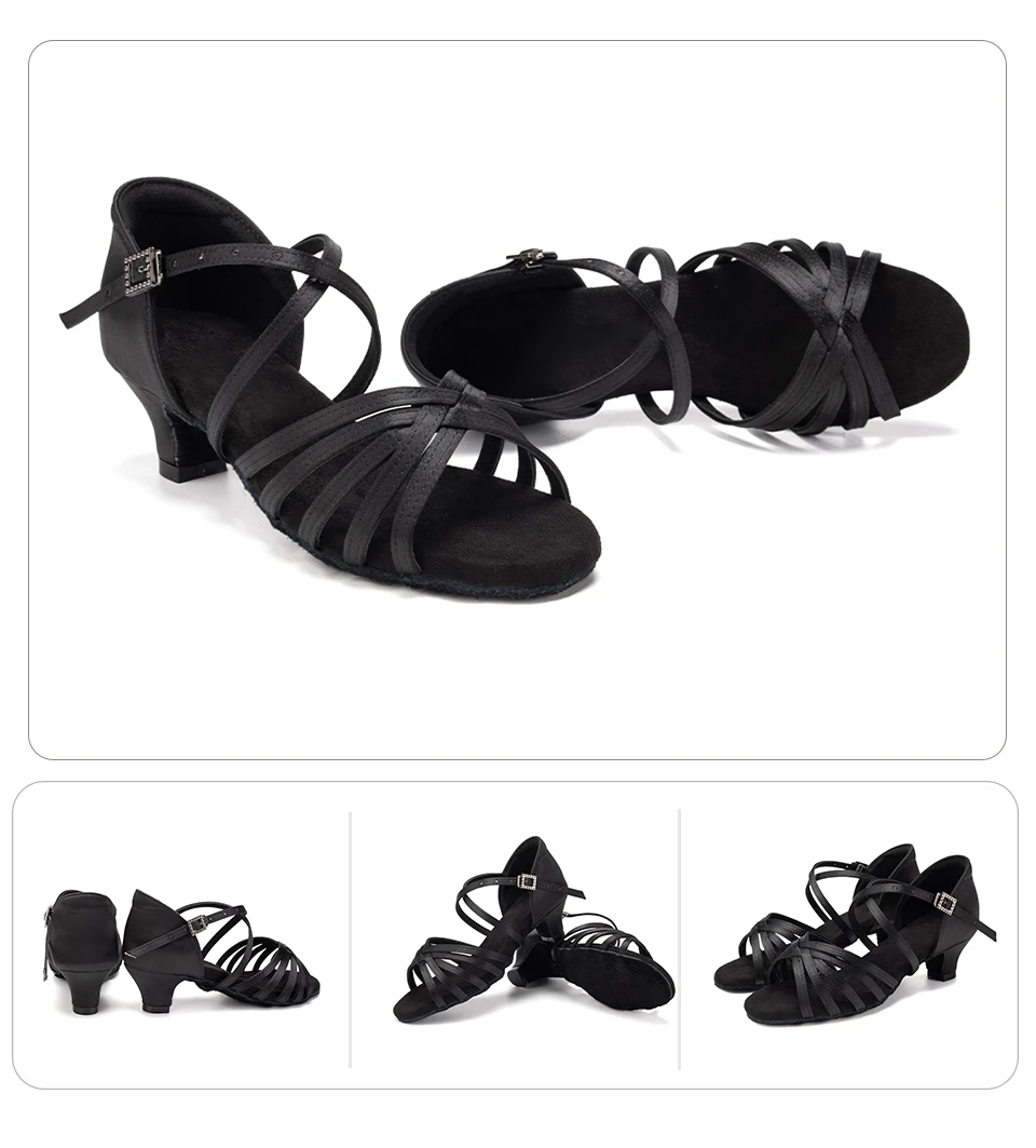 Latin Dance Shoes for Girls Women Ladies Ballroom Modern Tango Salsa Dancing Performance Shoes Medium Heels Training Shoes