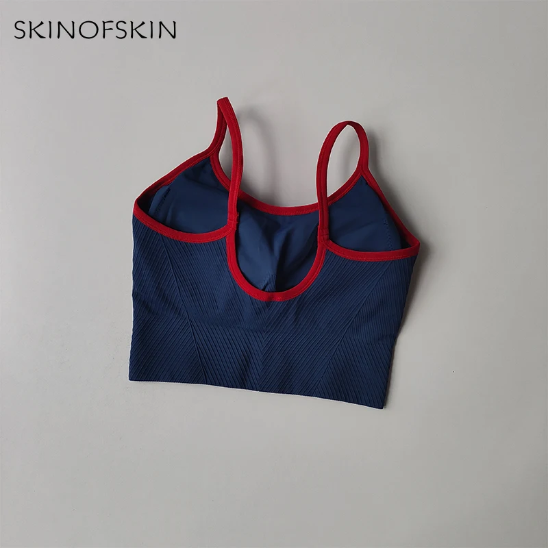 Color Blocking Small Suspender Sports Bra for Women Fixed Cup Fitness Bra Running Bra Acceleration, Dry Training Yoga Outerwear