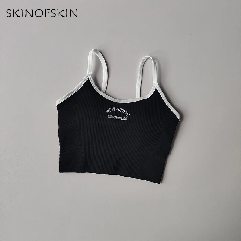 Color Blocking Small Suspender Sports Bra for Women Fixed Cup Fitness Bra Running Bra Acceleration, Dry Training Yoga Outerwear