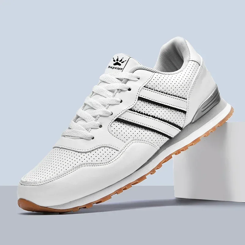Autumn Sports Shoes Men's Flat Running White Durable Classic Casual Shoes Low Cut Trendy Fashionable Hiking and Walking Shoes